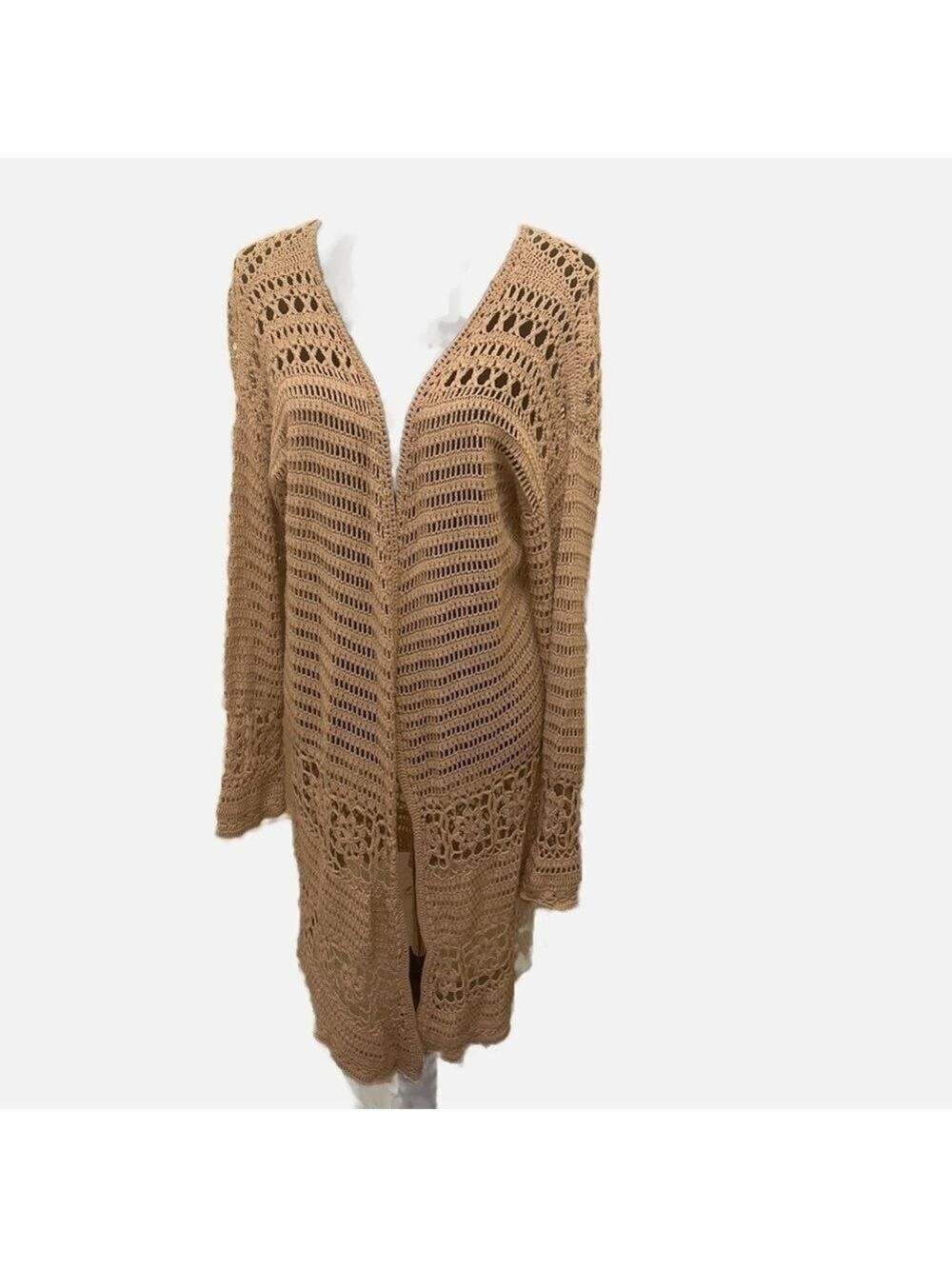 Sundance Women's Southwestern Boho Knit Crochet Duster Sweater Coastal Beachy